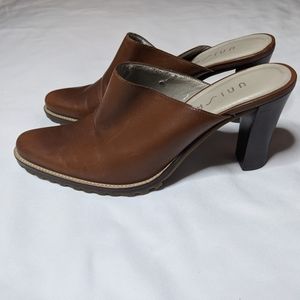 Unisa Brown Leather Mules Sz 7